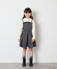 KJEAD02054 a.v.v KIDS(アー・ヴェ・ヴェ) [120-160]フロッキードットプリントドッキングワンピース ダークグレー