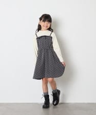 KJEAD02054 a.v.v KIDS(アー・ヴェ・ヴェ) [120-160]フロッキードットプリントドッキングワンピース ダークグレー