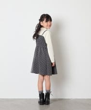 KJEAD02054 a.v.v KIDS(アー・ヴェ・ヴェ) [120-160]フロッキードットプリントドッキングワンピース ダークグレー