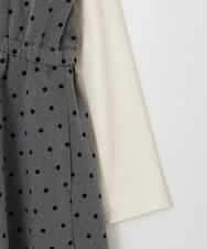 KJEAD02054 a.v.v KIDS(アー・ヴェ・ヴェ) [120-160]フロッキードットプリントドッキングワンピース ダークグレー