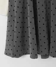 KJEAD02054 a.v.v KIDS(アー・ヴェ・ヴェ) [120-160]フロッキードットプリントドッキングワンピース ダークグレー