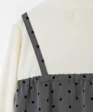 KJEAD02054 a.v.v KIDS(アー・ヴェ・ヴェ) [120-160]フロッキードットプリントドッキングワンピース ダークグレー