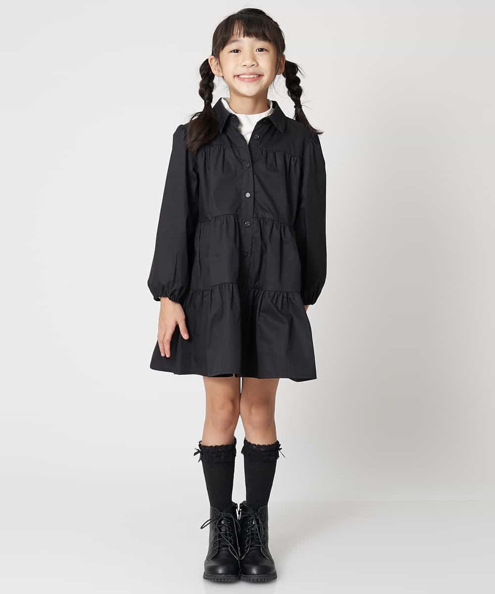 KJECM20034 a.v.v KIDS(アー・ヴェ・ヴェ) [110-130]ティアードワンピース[WEB限定サイズ] ブラック