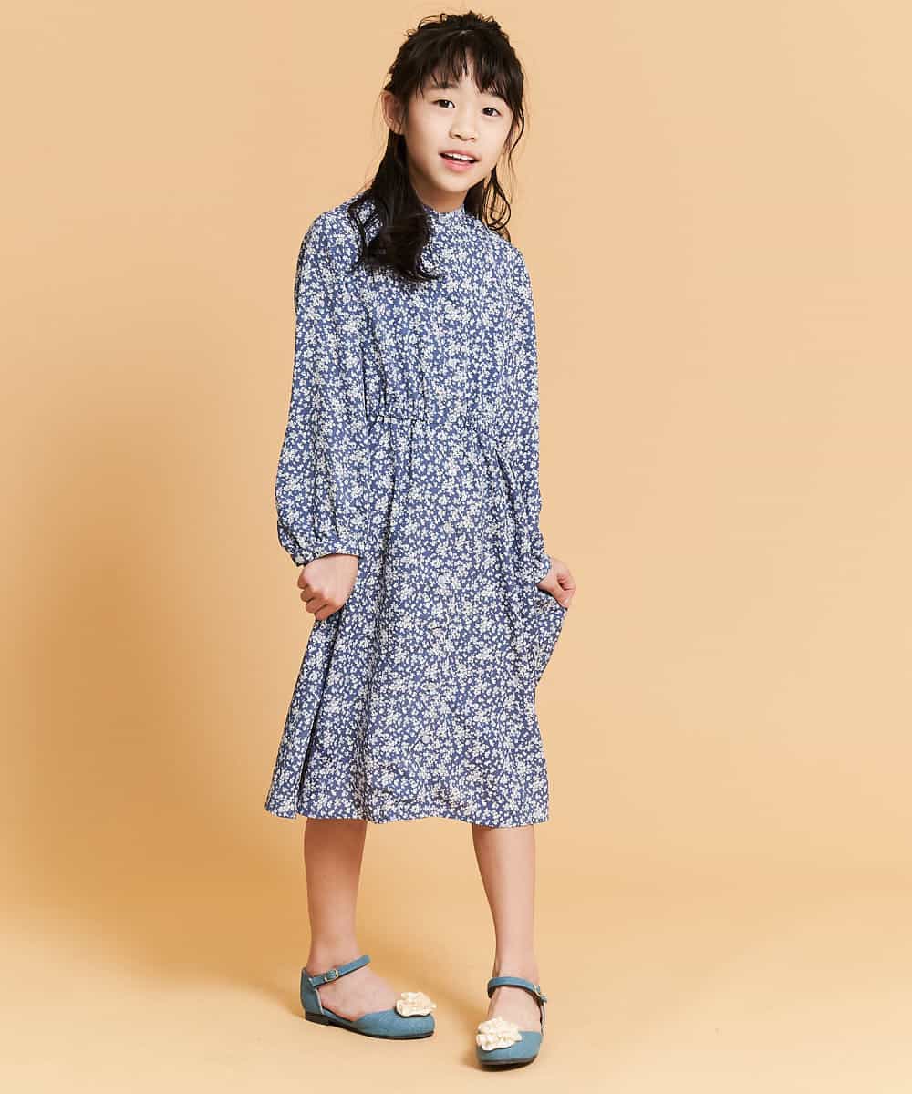 KJEDM03034 a.v.v KIDS(アー・ヴェ・ヴェ) [100-130]フロントボタンプリントワンピース[WEB限定サイズ] ライトブルー