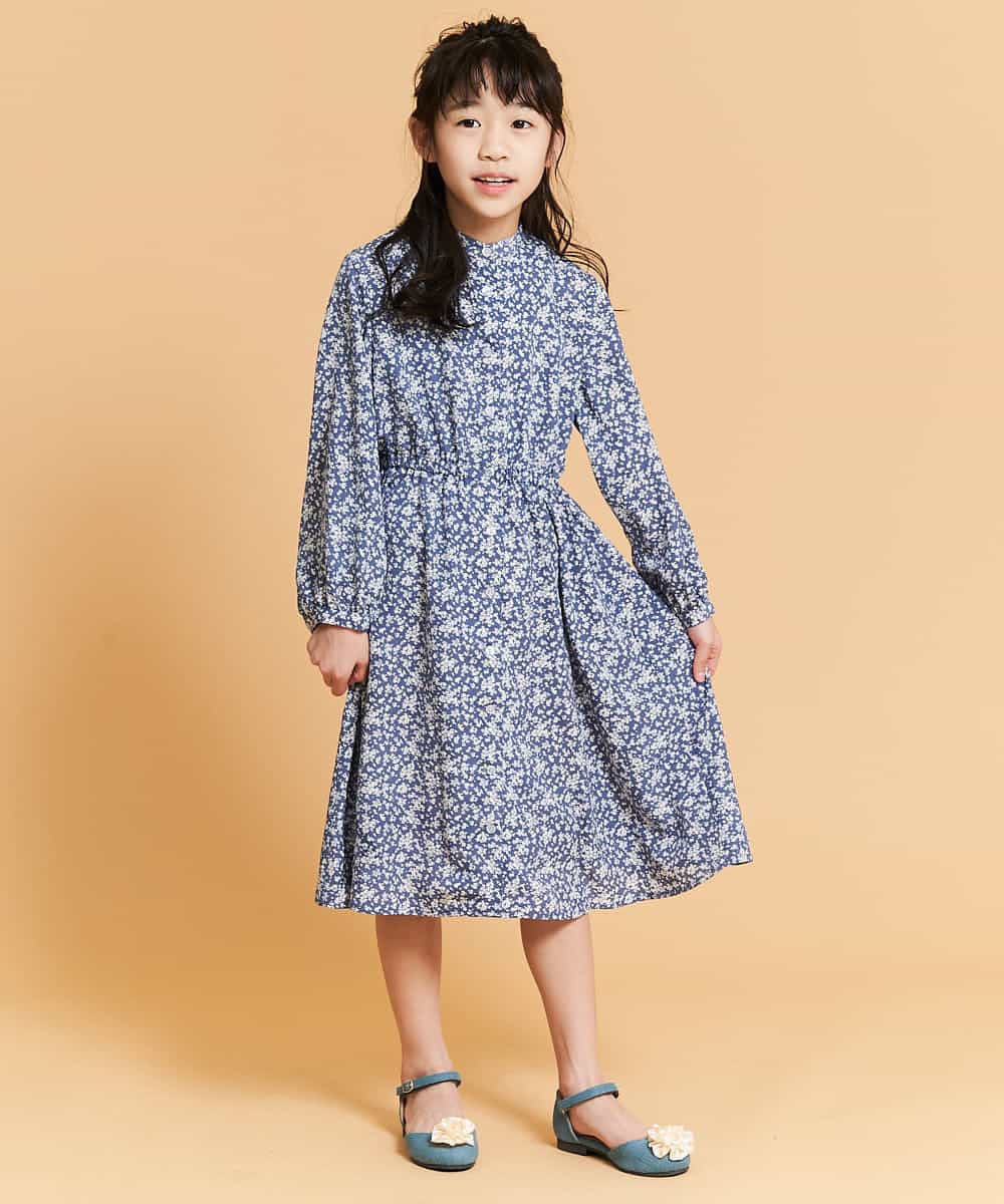 KJEDM03034 a.v.v KIDS(アー・ヴェ・ヴェ) [100-130]フロントボタンプリントワンピース[WEB限定サイズ] ライトブルー