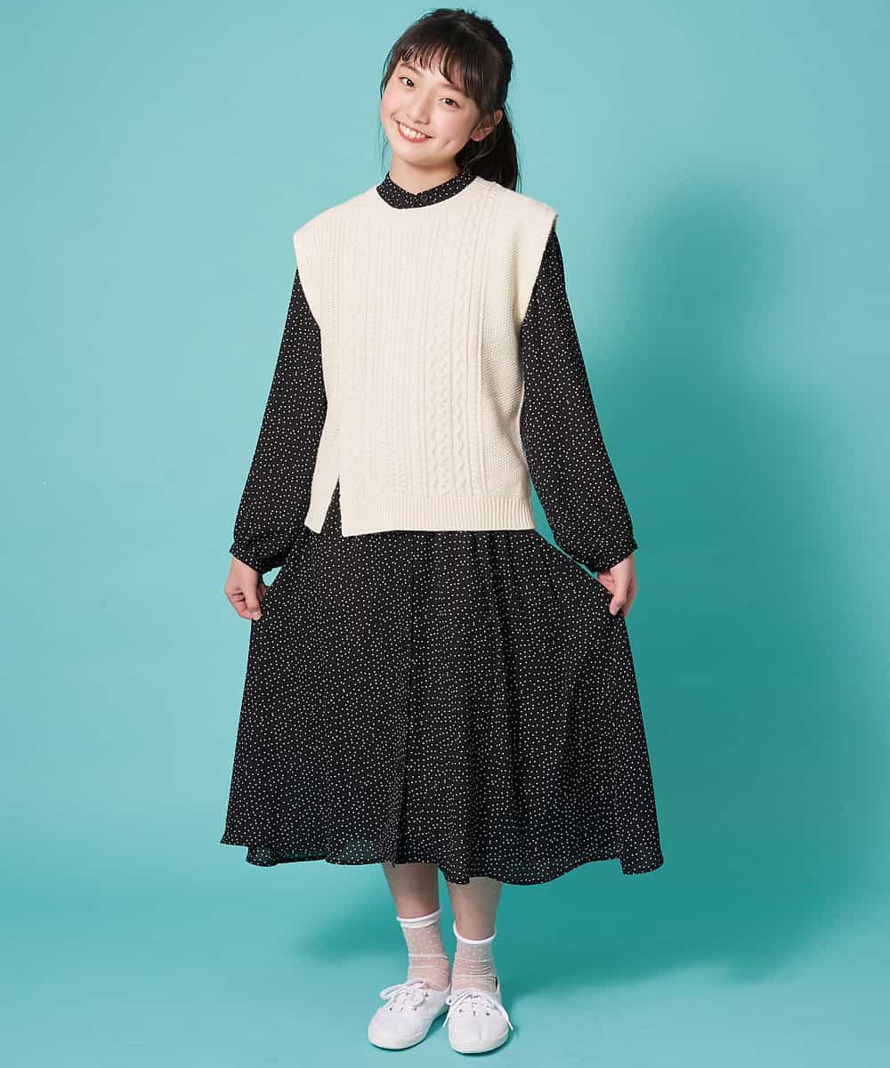 KJEDM03034 a.v.v KIDS(アー・ヴェ・ヴェ) [100-130]フロントボタンプリントワンピース[WEB限定サイズ] ライトブルー