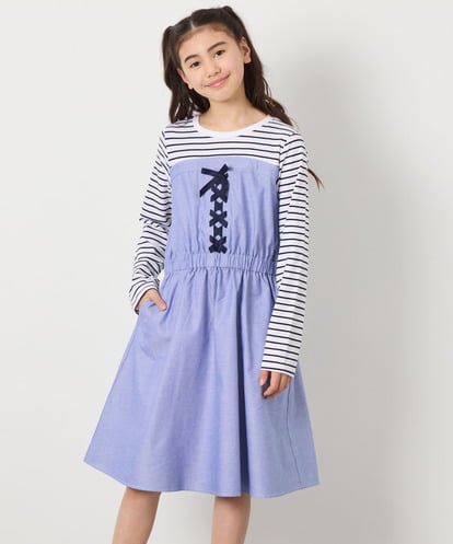 KJEEA20049 a.v.v KIDS [120-160]レースアップドッキングワンピ