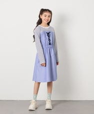 KJEEB20049 a.v.v KIDS(アー・ヴェ・ヴェ) [140-150]レースアップドッキングワンピ ライトブルー
