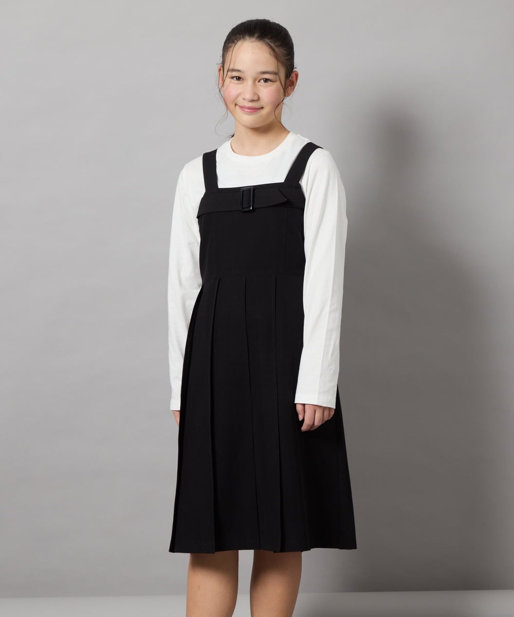 KJEEB32059 a.v.v KIDS(アー・ヴェ・ヴェ) [140-150]ベルテッドプリーツジャンスカ グレー