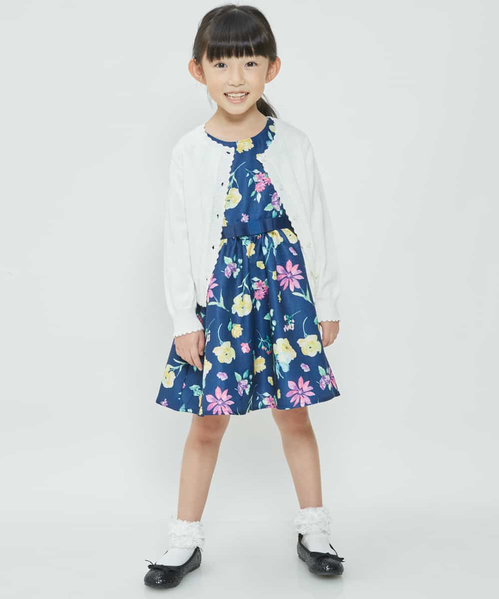 KJEEG01049 a.v.v KIDS(アー・ヴェ・ヴェ) [100-130]水彩フラワーワンピース[WEB限定サイズ] ホワイト