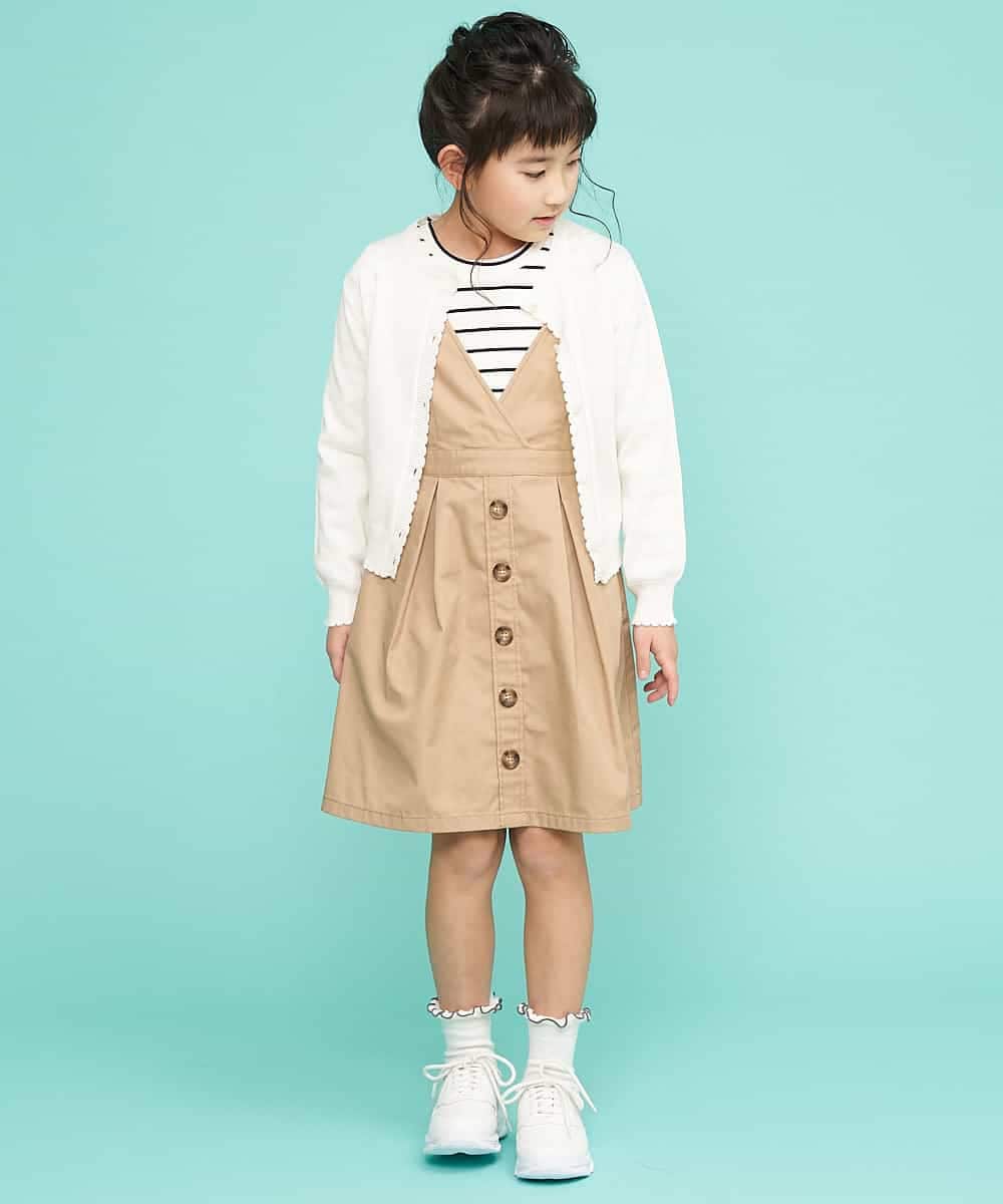 KJEEJ11039 a.v.v KIDS(アー・ヴェ・ヴェ) [100-130]【洗える】カシュクールジャンパースカート[WEB限定サイズ] ベージュ