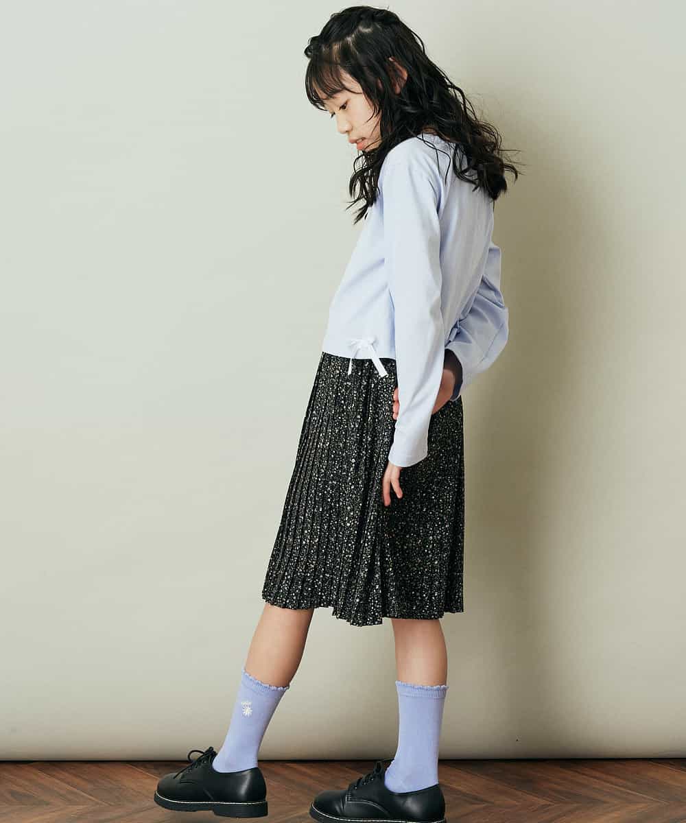 KJEEP30039 a.v.v KIDS(アー・ヴェ・ヴェ) [100-130]サイドリボンプリーツドッキングワンピース ライトブルー
