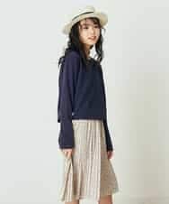 KJEEP30039 a.v.v KIDS(アー・ヴェ・ヴェ) [100-130]サイドリボンプリーツドッキングワンピース ネイビー