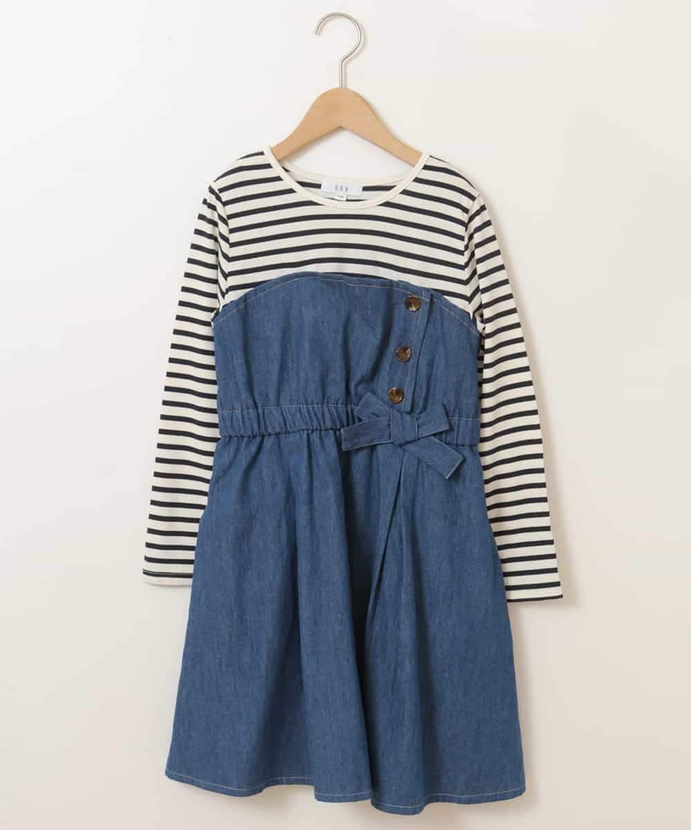 KJEEP32029 a.v.v KIDS(アー・ヴェ・ヴェ) [100-130]ドッキングワンピース ブルー