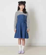 KJEEP32029 a.v.v KIDS(アー・ヴェ・ヴェ) [100-130]ドッキングワンピース ブルー