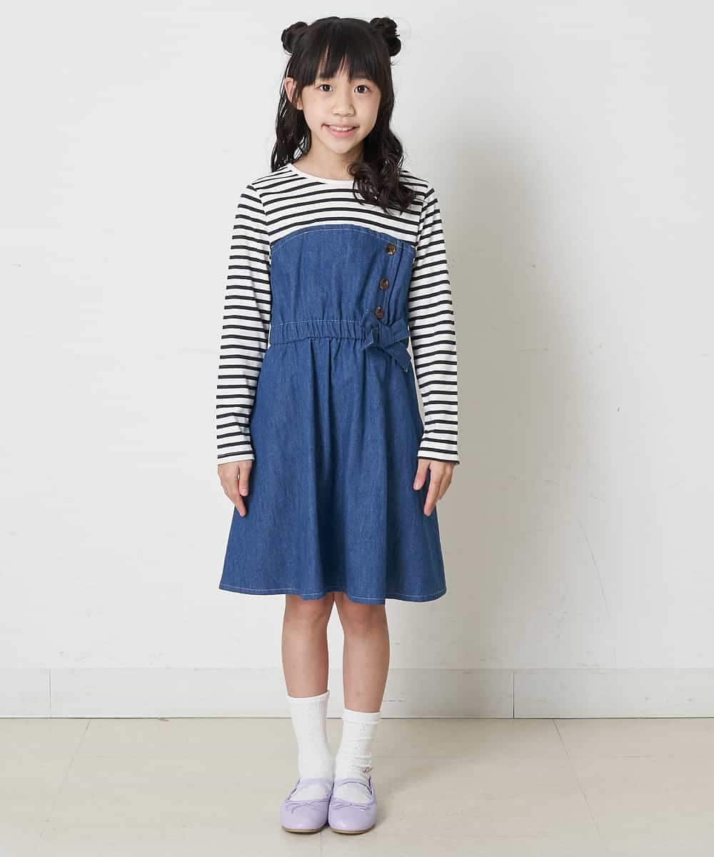 KJEEP32029 a.v.v KIDS(アー・ヴェ・ヴェ) [100-130]ドッキングワンピース ブルー