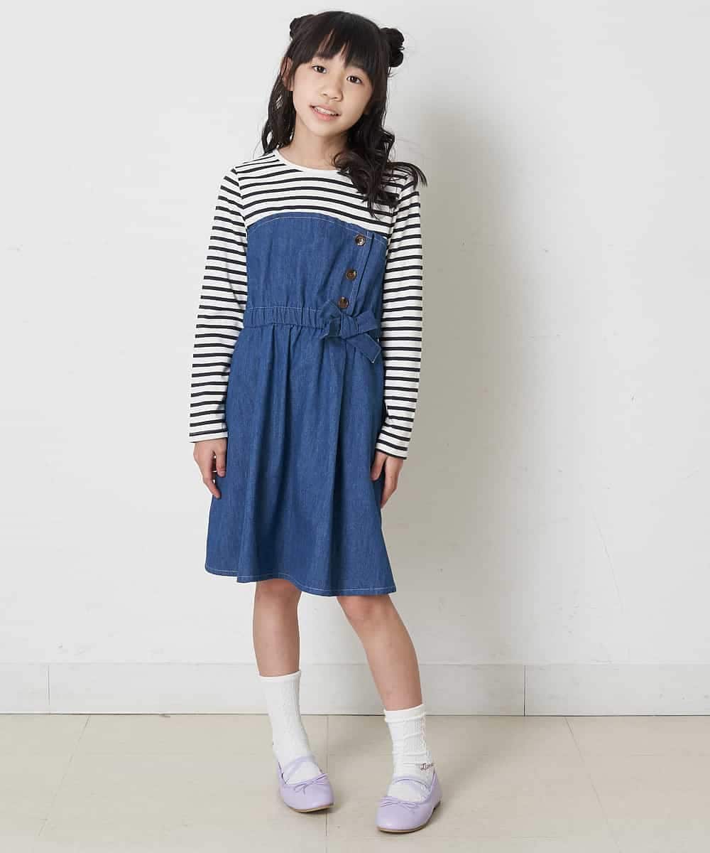 KJEEP32029 a.v.v KIDS(アー・ヴェ・ヴェ) [100-130]ドッキングワンピース ブルー