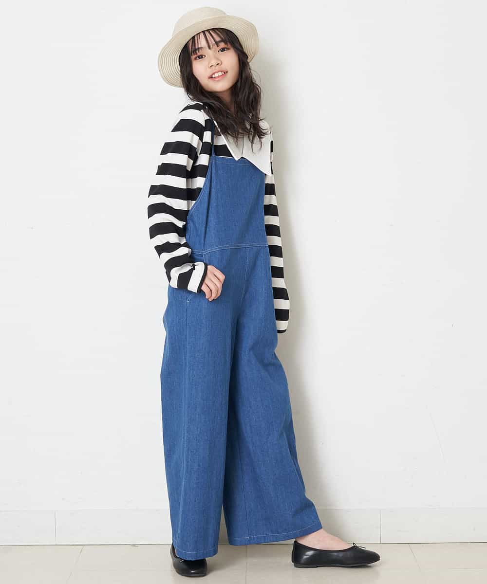 KJEEP33034 a.v.v KIDS(アー・ヴェ・ヴェ) [120-130]バックリボンワイドサロペット ベージュ