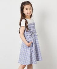 KJEFD40054 a.v.v KIDS(アー・ヴェ・ヴェ) [120-160]レースアップドッキングワンピース ライトブルー