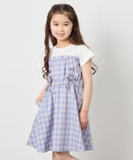 KJEFD40054 a.v.v KIDS(アー・ヴェ・ヴェ) [120-160]レースアップドッキングワンピース ライトブルー