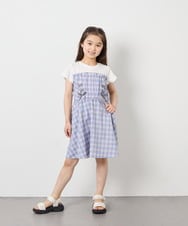 KJEFD40054 a.v.v KIDS(アー・ヴェ・ヴェ) [120-160]レースアップドッキングワンピース ライトブルー