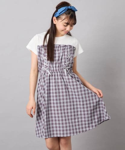 KJEFD40054 a.v.v KIDS [120-160]レースアップドッキングワンピース