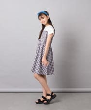 KJEFD40054 a.v.v KIDS(アー・ヴェ・ヴェ) [120-160]レースアップドッキングワンピース グレー