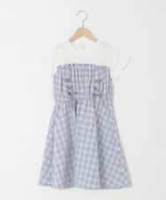 KJEFD40054 a.v.v KIDS(アー・ヴェ・ヴェ) [120-160]レースアップドッキングワンピース ライトブルー