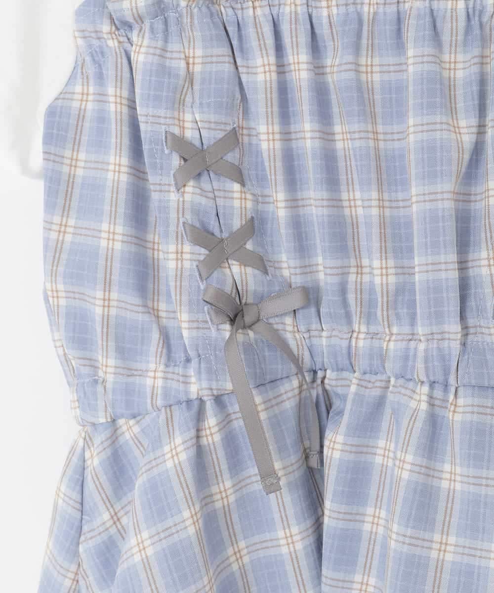 KJEFD40054 a.v.v KIDS(アー・ヴェ・ヴェ) [120-160]レースアップドッキングワンピース ライトブルー