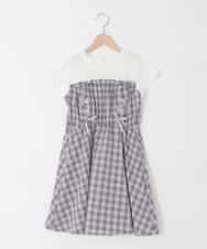 KJEFD40054 a.v.v KIDS(アー・ヴェ・ヴェ) [120-160]レースアップドッキングワンピース グレー