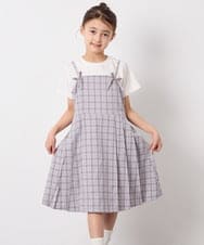 KJEFD42059 a.v.v KIDS(アー・ヴェ・ヴェ) [130-160]フロントリボンプリーツジャンスカ グレー