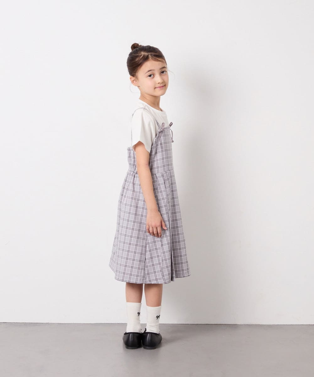 KJEFD42059 a.v.v KIDS(アー・ヴェ・ヴェ) [130-160]フロントリボンプリーツジャンスカ グレー