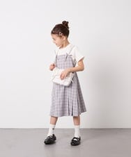 KJEFD42059 a.v.v KIDS(アー・ヴェ・ヴェ) [130-160]フロントリボンプリーツジャンスカ グレー