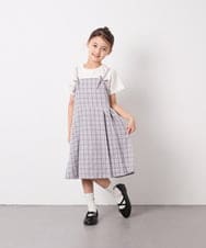 KJEFD42059 a.v.v KIDS(アー・ヴェ・ヴェ) [130-160]フロントリボンプリーツジャンスカ グレー