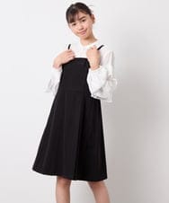 KJEFD42059 a.v.v KIDS(アー・ヴェ・ヴェ) [130-160]フロントリボンプリーツジャンスカ ブラック