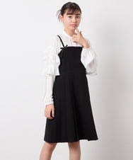 KJEFD42059 a.v.v KIDS(アー・ヴェ・ヴェ) [130-160]フロントリボンプリーツジャンスカ ブラック