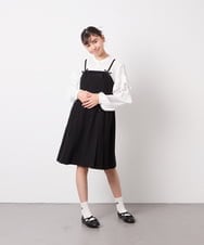 KJEFD42059 a.v.v KIDS(アー・ヴェ・ヴェ) [130-160]フロントリボンプリーツジャンスカ ブラック