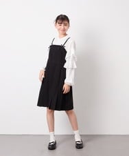 KJEFD42059 a.v.v KIDS(アー・ヴェ・ヴェ) [130-160]フロントリボンプリーツジャンスカ ブラック