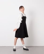 KJEFD42059 a.v.v KIDS(アー・ヴェ・ヴェ) [130-160]フロントリボンプリーツジャンスカ ブラック