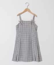 KJEFD42059 a.v.v KIDS(アー・ヴェ・ヴェ) [130-160]フロントリボンプリーツジャンスカ グレー