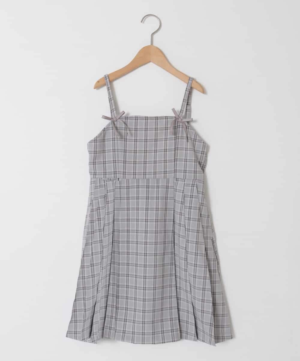 KJEFD42059 a.v.v KIDS(アー・ヴェ・ヴェ) [130-160]フロントリボンプリーツジャンスカ グレー