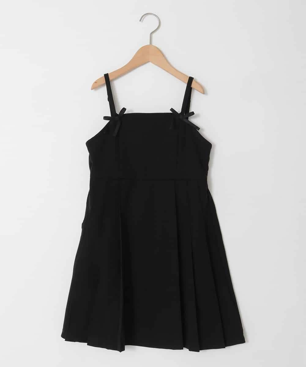 KJEFD42059 a.v.v KIDS(アー・ヴェ・ヴェ) [130-160]フロントリボンプリーツジャンスカ ブラック