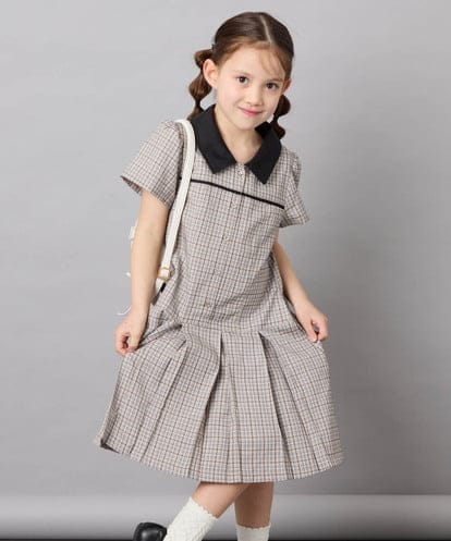 KJEFD55059 a.v.v KIDS [130-160]タックプリーツ襟付きワンピース