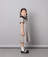KJEFD55059 a.v.v KIDS(アー・ヴェ・ヴェ) [130-160]【洗える】タックプリーツ襟付きワンピース ベージュ