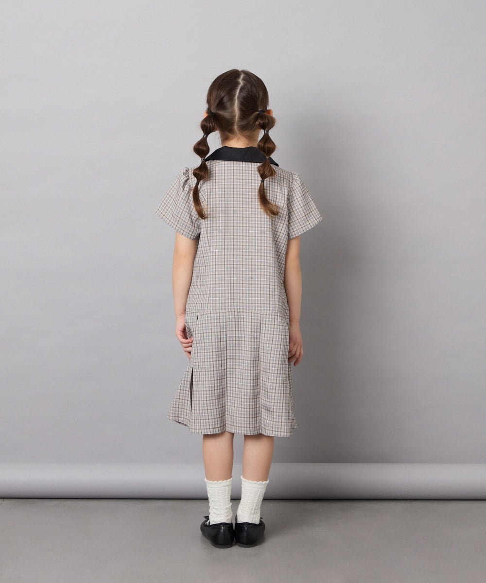 KJEFD55059 a.v.v KIDS(アー・ヴェ・ヴェ) [130-160]【洗える】タックプリーツ襟付きワンピース ベージュ