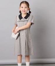 KJEFD55059 a.v.v KIDS(アー・ヴェ・ヴェ) [130-160]【洗える】タックプリーツ襟付きワンピース ベージュ