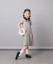 KJEFD55059 a.v.v KIDS(アー・ヴェ・ヴェ) [130-160]【洗える】タックプリーツ襟付きワンピース ベージュ