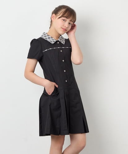 KJEFD55059 a.v.v KIDS [130-160]タックプリーツ襟付きワンピース