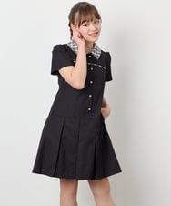 KJEFD55059 a.v.v KIDS(アー・ヴェ・ヴェ) [130-160]【洗える】タックプリーツ襟付きワンピース ブラック