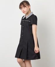 KJEFD55059 a.v.v KIDS(アー・ヴェ・ヴェ) [130-160]【洗える】タックプリーツ襟付きワンピース ブラック
